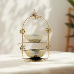 Load image into Gallery viewer, Gold Coated Double Storey Gold Bowl| gold decorative ornament for table centerpiece | gold plated | Gold palted pooja bowl