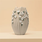 Load image into Gallery viewer, Floral Embossed Vase(White) - Flower Vase | Ceramic Vase | Home Decor | White Vase