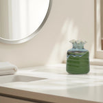 Load image into Gallery viewer, Green Ceramic Vase with Blue Neck Ceramic flower vase | decorative vases | small vases for flowers | Ceramic near me | flower vase online | vase for living room | decorative vases for living room | Ceramic home decor items