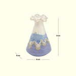 Load image into Gallery viewer, Ruffled Ceramic Vase with Creamy Blue Design - Ceramic flower vase | decorative vases | small vases for flowers | Ceramic near me | flower vase online | vase for living room | decorative vases for living room | Ceramic home decor items