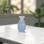 Load image into Gallery viewer, Blue Ceramic Vase with Ruffled Top - Ceramic flower vase | decorative vases | small vases for flowers | Ceramic near me | flower vase online | vase for living room | decorative vases for living room | Ceramic home decor items