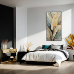 Load image into Gallery viewer, Golden Leaves Harmony – Hand-Painted Art Decor| Wall Hanging | Flower Art | Floral Art | Home Decor| Wall Decor