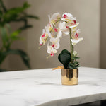 Load image into Gallery viewer, Golden Bloom(White) - Flowers For Decor | White Flowers Decor | Shelves Decor