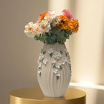Load image into Gallery viewer, Floral Embossed Vase(White) - Flower Vase | Ceramic Vase | Home Decor | White Vase
