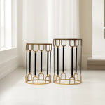 Load image into Gallery viewer, Geometric Glam Table Set - Accent Table | End Table|Side Table|Metal Table|Glass Top Table|Geometric Design|Living Room Furniture|Decorative Furniture|Stylish Furniture|Home Decor