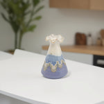 Load image into Gallery viewer, Ruffled Ceramic Vase with Creamy Blue Design - Ceramic flower vase | decorative vases | small vases for flowers | Ceramic near me | flower vase online | vase for living room | decorative vases for living room | Ceramic home decor items