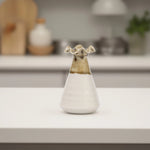 Load image into Gallery viewer, Brown and Cream Ceramic Vase with Textured Top - Ceramic flower vase | decorative vases | small vases for flowers | Ceramic near me | flower vase online | vase for living room | decorative vases for living room | Ceramic home decor items