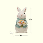 Load image into Gallery viewer, Blue Bunny Cookie Stasher Ceramic bunny figurines with flower baskets for Easter decor | Hand-painted ceramic bunny| Whimsical spring decor ceramic bunnies | Bunny Cookie Stasher | Cute cookie Stasher | Home Decor | Kitchen Ware