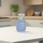 Load image into Gallery viewer, Blue Ceramic Vase with Ruffled Top - Ceramic flower vase | decorative vases | small vases for flowers | Ceramic near me | flower vase online | vase for living room | decorative vases for living room | Ceramic home decor items