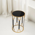 Load image into Gallery viewer, Geometric Glam Table Set - Accent Table | End Table|Side Table|Metal Table|Glass Top Table|Geometric Design|Living Room Furniture|Decorative Furniture|Stylish Furniture|Home Decor