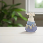 Load image into Gallery viewer, Ruffled Ceramic Vase with Creamy Blue Design - Ceramic flower vase | decorative vases | small vases for flowers | Ceramic near me | flower vase online | vase for living room | decorative vases for living room | Ceramic home decor items