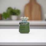 Load image into Gallery viewer, Green Ceramic Vase with Blue Neck Ceramic flower vase | decorative vases | small vases for flowers | Ceramic near me | flower vase online | vase for living room | decorative vases for living room | Ceramic home decor items