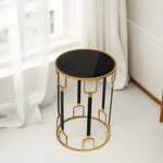 Load image into Gallery viewer, Geometric Glam Table Set - Accent Table | End Table|Side Table|Metal Table|Glass Top Table|Geometric Design|Living Room Furniture|Decorative Furniture|Stylish Furniture|Home Decor