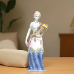 Load image into Gallery viewer, Flower Basket Lady Figurine Home Decor | Porcelain Decor | Ceramic Lady Decor