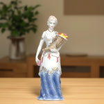 Load image into Gallery viewer, Flower Basket Lady Figurine Home Decor | Porcelain Decor | Ceramic Lady Decor