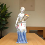 Load image into Gallery viewer, Flower Basket Lady Figurine Home Decor | Porcelain Decor | Ceramic Lady Decor