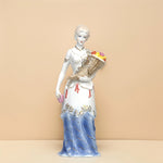 Load image into Gallery viewer, Flower Basket Lady Figurine Home Decor | Porcelain Decor | Ceramic Lady Decor