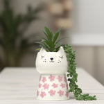 Load image into Gallery viewer, Cat Plant Vase (Flower) - Home Decor | Artificial Garden | Ceramic Vase | Cat Vase