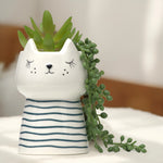 Load image into Gallery viewer, Cat Plant Vase (Stripes) - Home Decor | Artificial Garden | Ceramic Vase | Cat Vase