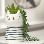 Load image into Gallery viewer, Cat Plant Vase (Stripes) - Home Decor | Artificial Garden | Ceramic Vase | Cat Vase