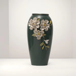 Load image into Gallery viewer, Floral Ceramic Vase(Dark Green) - Flower Vase | Ceramic Vase | Home Decor | Dark Green Vase