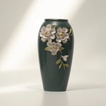 Load image into Gallery viewer, Floral Ceramic Vase(Dark Green) - Flower Vase | Ceramic Vase | Home Decor | Dark Green Vase