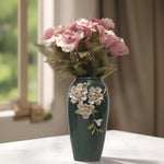Load image into Gallery viewer, Floral Ceramic Vase(Dark Green) - Flower Vase | Ceramic Vase | Home Decor | Dark Green Vase