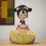 Load image into Gallery viewer, Yellow Lotus Meditative Figurine - Yoga Posture Statue | Home Decor | Yoga Woman Statues | Yoga Sculpture Online In India | Modern yoga figurine