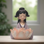 Load image into Gallery viewer, Lavender Lotus Meditative Figurine - Yoga Posture Statue | Home Decor | Yoga Woman Statues | Yoga Sculpture Online In India | Modern yoga figurine