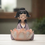 Load image into Gallery viewer, Lavender Lotus Meditative Figurine - Yoga Posture Statue | Home Decor | Yoga Woman Statues | Yoga Sculpture Online In India | Modern yoga figurine