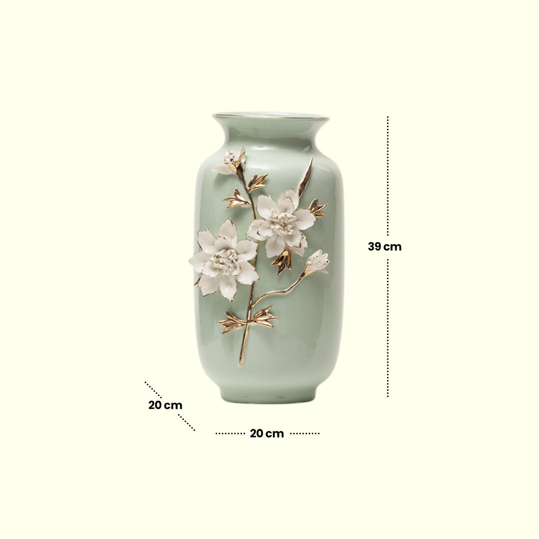 Mint Green Floral Vase Flower Vase | Ceramic Vase | Home Decor | Floral Vase