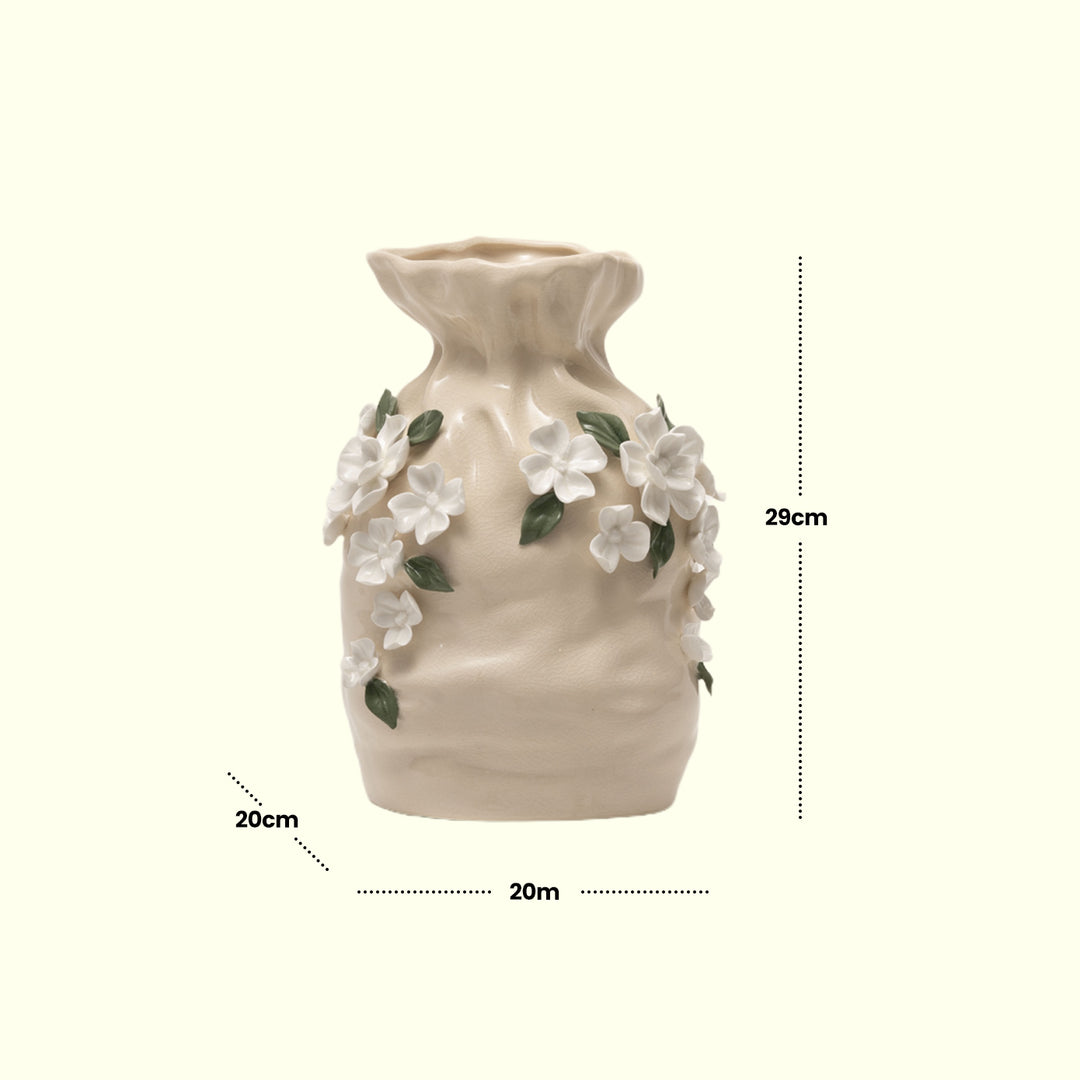 Floral White Vase -  Flower Vase | Ceramic Vase | Home Decor | Floral Vase