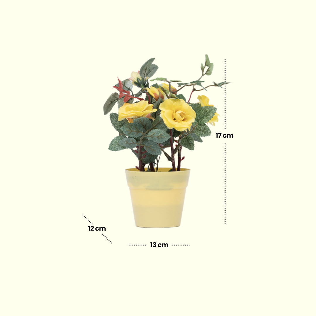 Mini Garden Set - Home Decor | Artificial Garden | Yellow Artificial Roses | Artificial Roses | Yellow Roses