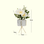 Load image into Gallery viewer, White Floral Arrangement in Marble-Style Ceramic Vase - Home Decor | Artificial Garden | Ceramic Planter | Marble Planter
