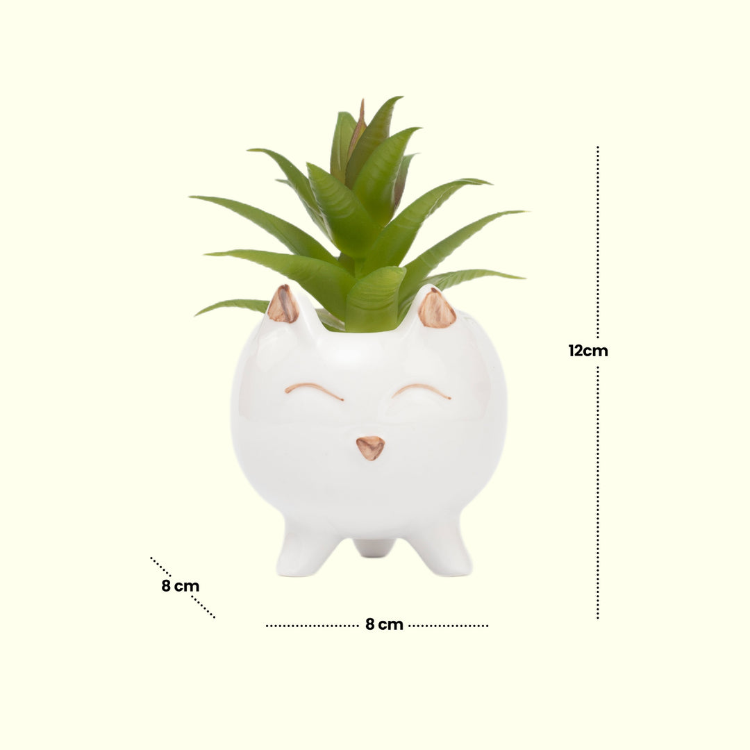 Cute Cat Ceramic Planter - Home Decor | Artificial Garden | Ceramic Planter | Cat Planter