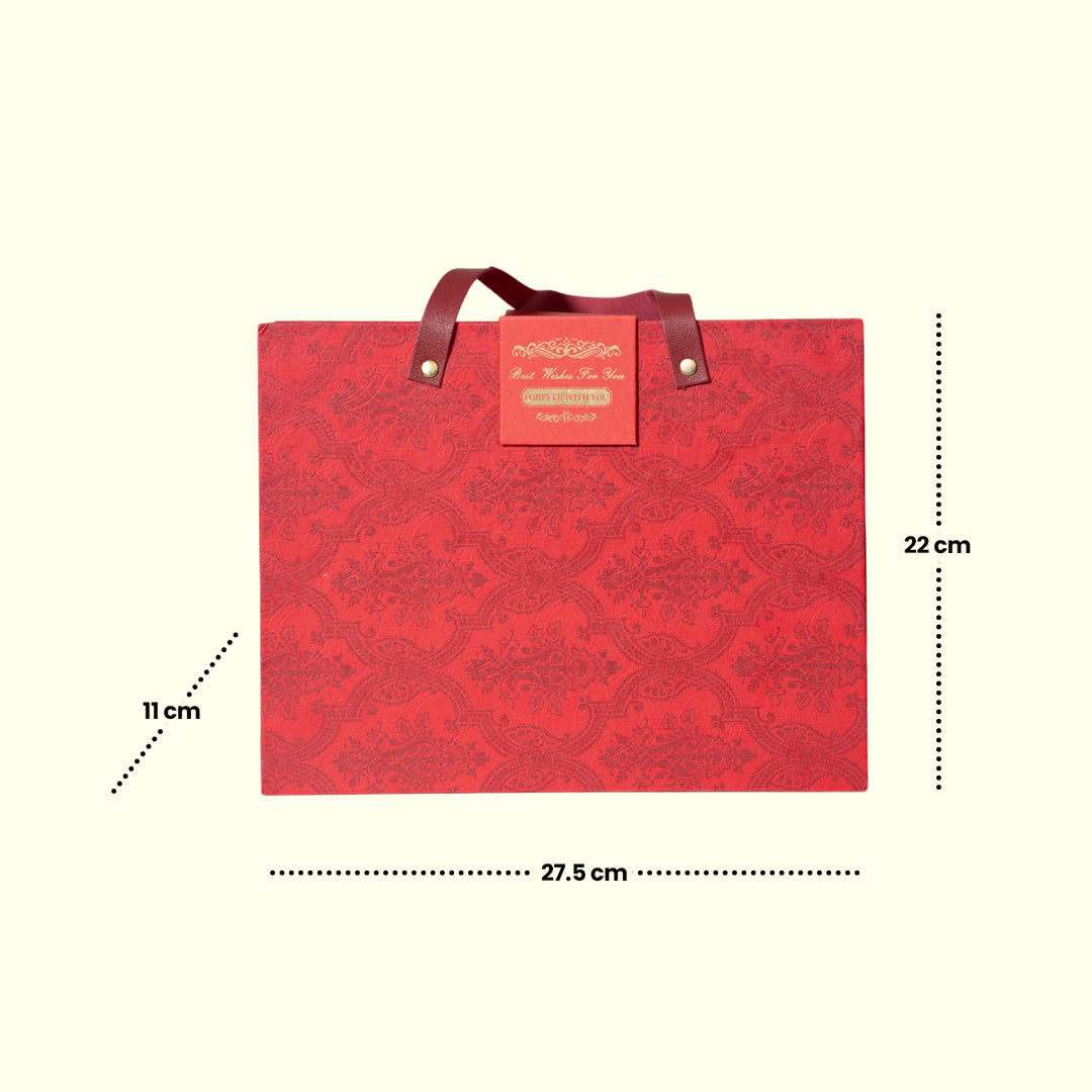 Rich Red Pattern Gift Box - Gift Bag | Floral Gift Bag | Gift Packaging | Birthday Gifts | Anniversary Gifts | Gift Ideas | Luxury Gift Bag