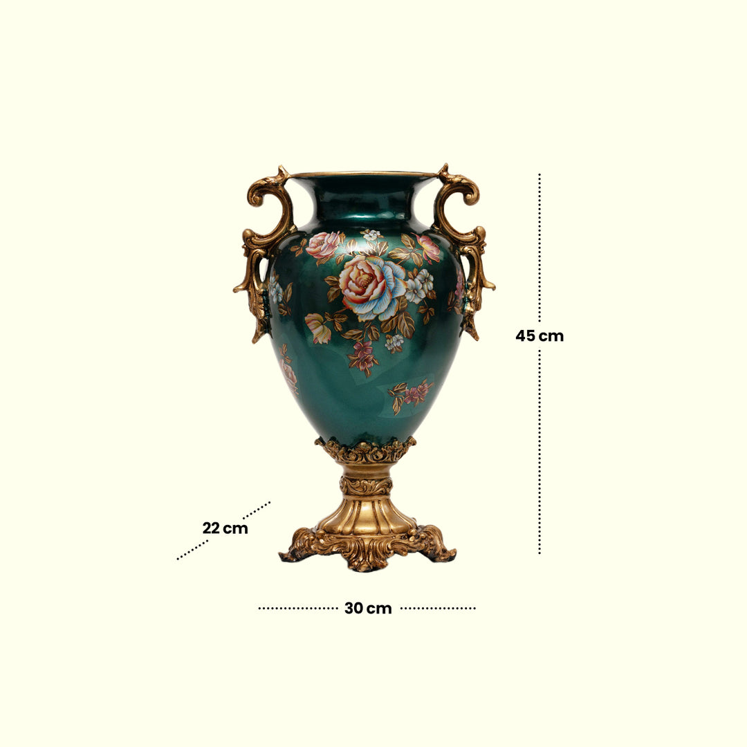 Regal Bloom Vase - Decorative Vase | Polyresin Vase|Floral Vase|Home Decor|Tabletop Decor|Decorative Accents|Home Decor Accents|Statement Piece | Hand painted Vase