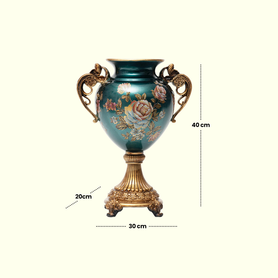Sapphire Bloom Vase  Decorative Vase | Polyresin Vase|Floral Vase|Home Decor|Tabletop Decor|Decorative Accents|Home Decor Accents|Statement Piece | Hand painted Vase