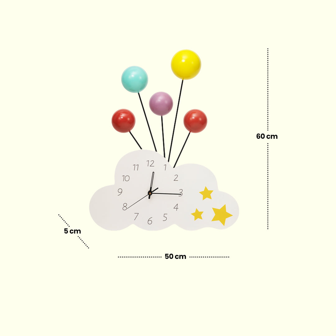 Whimsical Cloud and Balloon - Wall Clock | Hanging Clock | Decorative Clock | Home Decor | Wall Decor | Decor