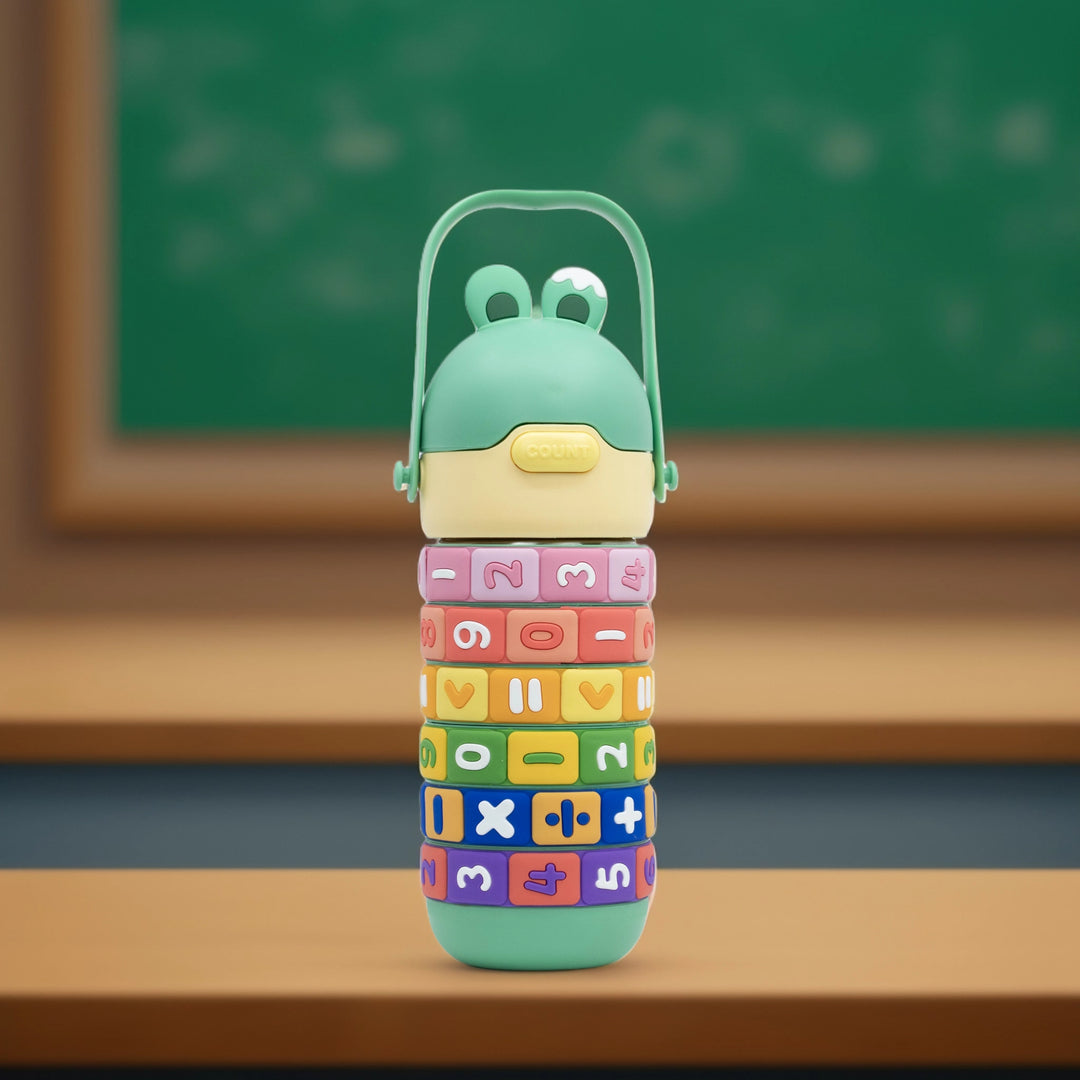 Math Puzzle Water Bottle(Green)  water bottle | Water bottle for kids | Cute water bottles for kids