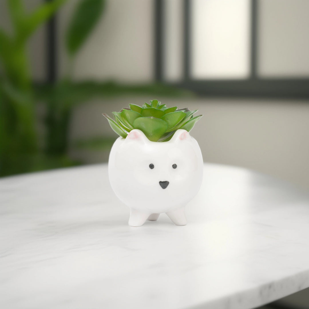 Cute Dog Ceramic Planter - Home Decor | Artificial Garden | Ceramic Vase | Dog Planter