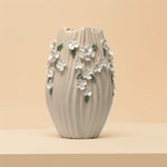 Load image into Gallery viewer, Floral Embossed Vase(White) - Flower Vase | Ceramic Vase | Home Decor | White Vase
