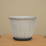 Load image into Gallery viewer, Woven White Planter - Side Table Decor | Standalone Decorative Piece | Garden Decor
