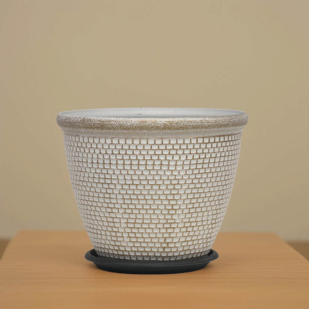 Woven White Planter - Side Table Decor | Standalone Decorative Piece | Garden Decor