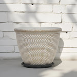 Load image into Gallery viewer, Woven White Planter - Side Table Decor | Standalone Decorative Piece | Garden Decor
