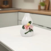 Curved Porcelain Vase with Floral Details Porcelain flower vase | decorative vases | small vases for flowers | Porcelain near me | flower vase online | vase for living room | decorative vases for living room | Porcelain home decor items