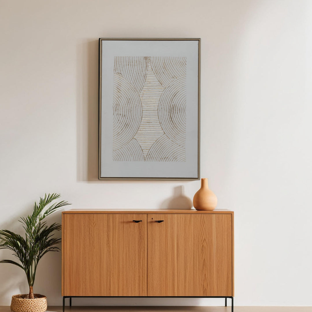 Golden Echo – Fiber Frame Abstract Art | Home Decor| Wall Decor| Wall Hanging | Gold Art