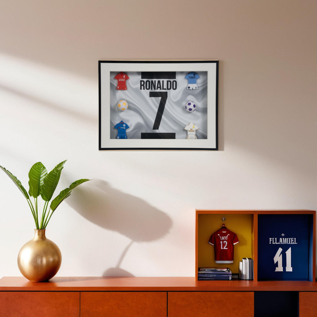 Ronaldo No. 7 – Soccer Legacy Frame  Home Decor| Wall Decor| Wall Hanging | Ronaldo Frame | Football Frame