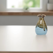 Brown and Blue Ombre Ceramic Vase - Ceramic flower vase | decorative vases | small vases for flowers | Ceramic near me | flower vase online | vase for living room | decorative vases for living room | Ceramic home decor items