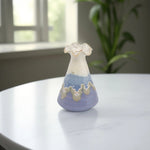 Load image into Gallery viewer, Ruffled Ceramic Vase with Creamy Blue Design - Ceramic flower vase | decorative vases | small vases for flowers | Ceramic near me | flower vase online | vase for living room | decorative vases for living room | Ceramic home decor items
